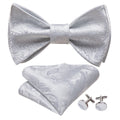 White Paisley Bow Tie Set - GentCrest