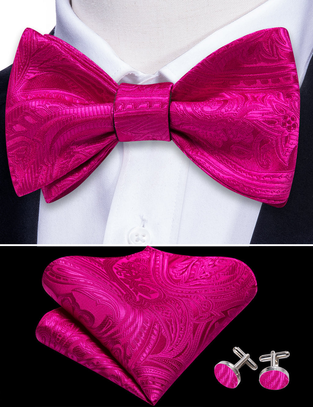 Orchid Paisley Bow Tie Set - GentCrest - View 3