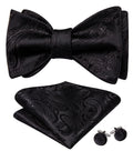 Black Paisley Jacquard Bow Tie Set - GentCrest