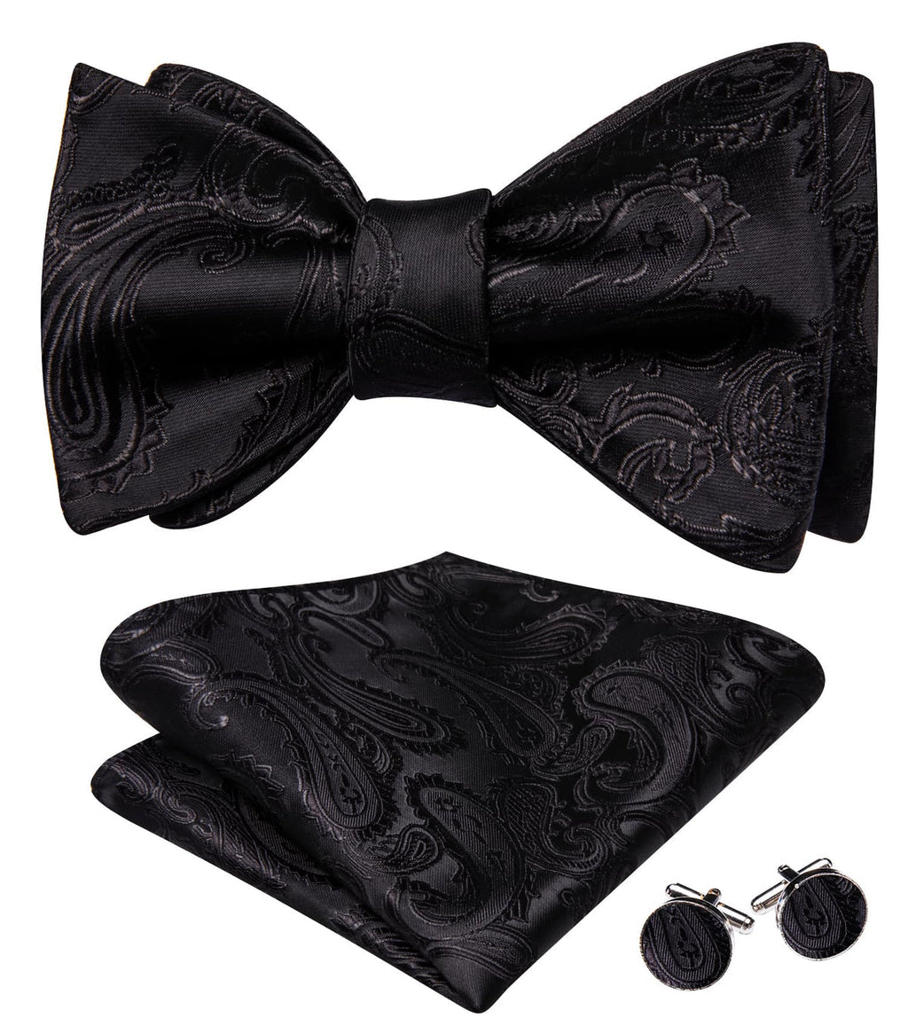 GentCrest Black Paisley Bow Ties - Image 1