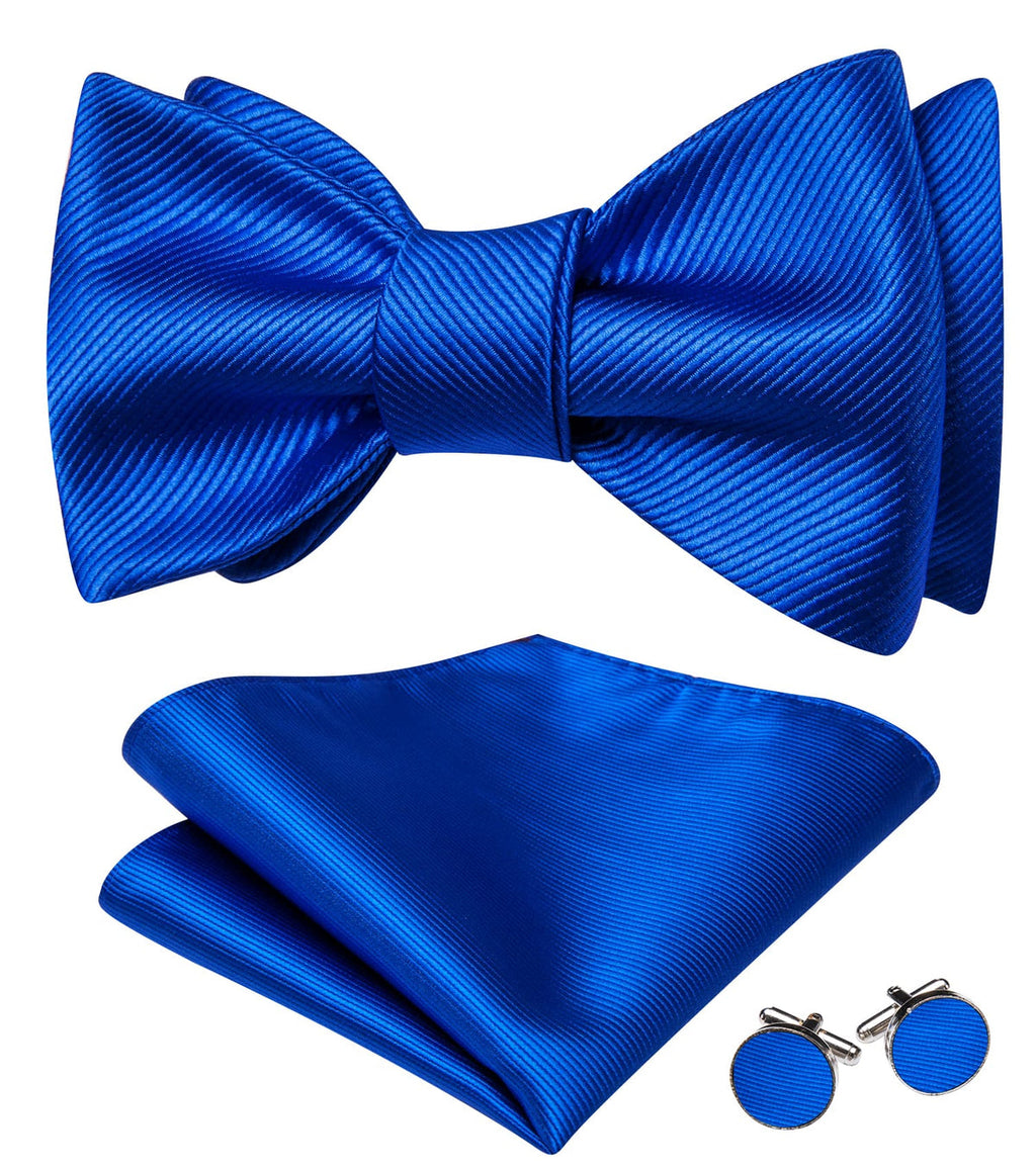 Blue Formal Wedding Bow Tie Set - GentCrest