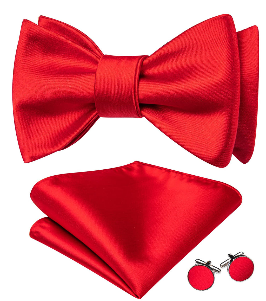 Crimson Red Bow Tie Set - GentCrest