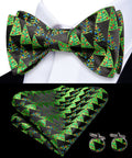 Christmas Trees , Pocket Square and Cufflinks Bow Tie Set - GentCrest