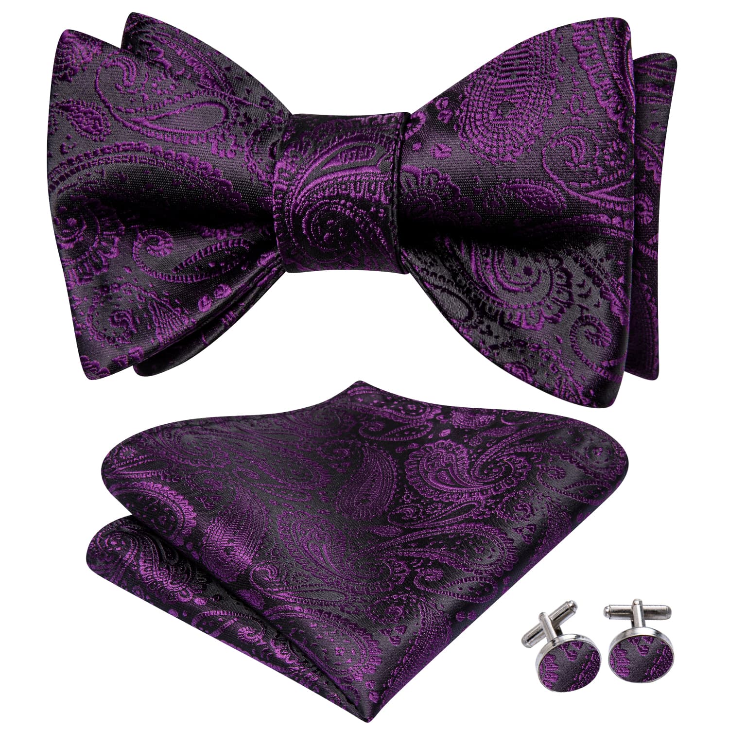 GentCrest Purple Paisley Bowtie Set - Image 2