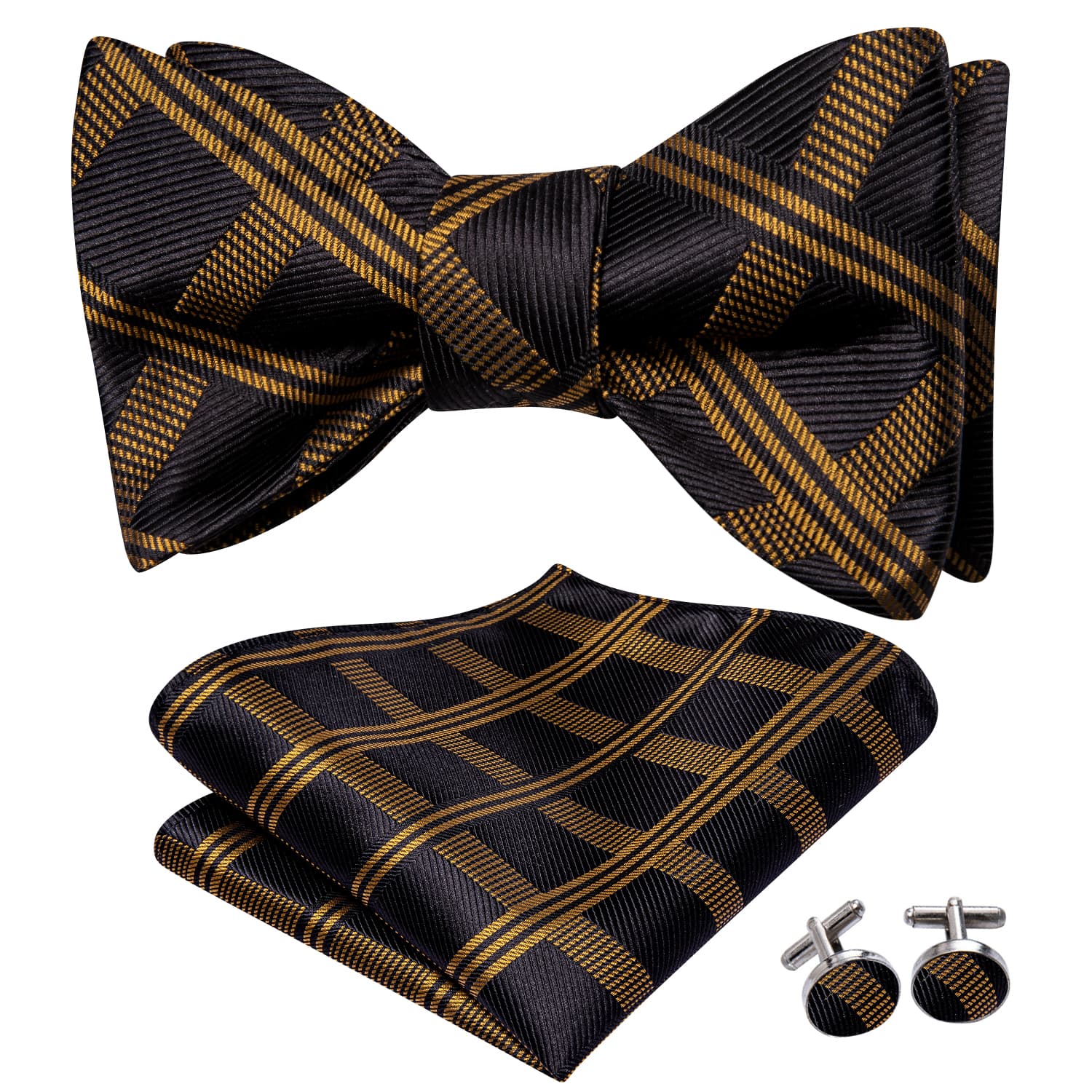 GentCrest Black Plaid Bowtie Set - Image 2