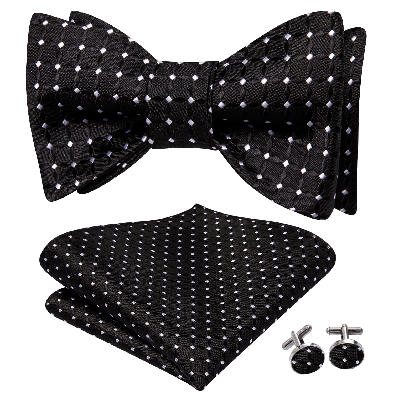 GentCrest Black Plaid Bowtie Set - Image 3