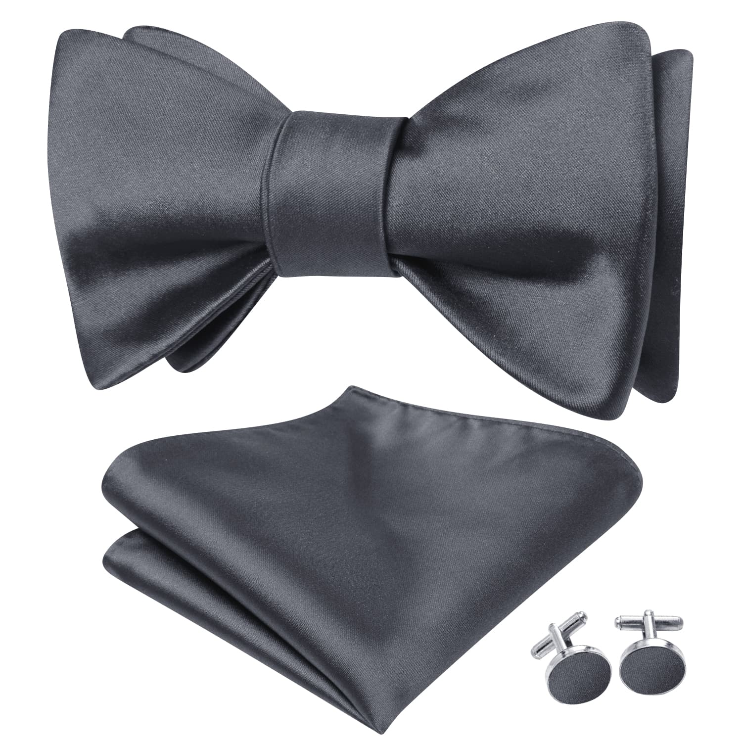 GentCrest Grey Solid Bowtie Set - Image 2