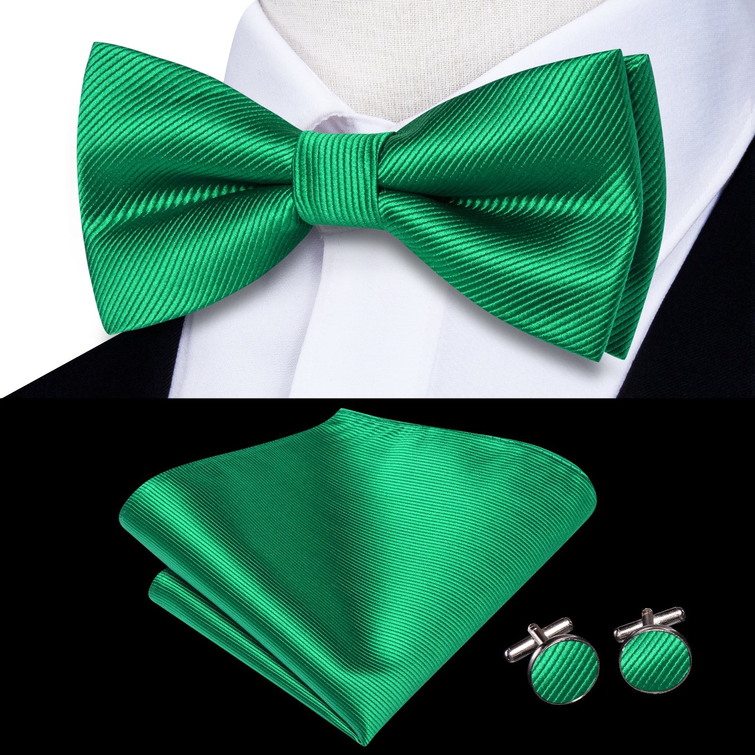 GentCrest Green Solid Bowtie Set - Image 2