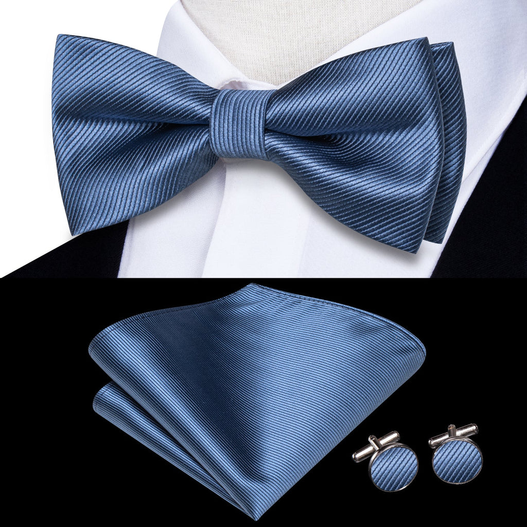 GentCrest Blue Solid Bowtie Set - Image 2