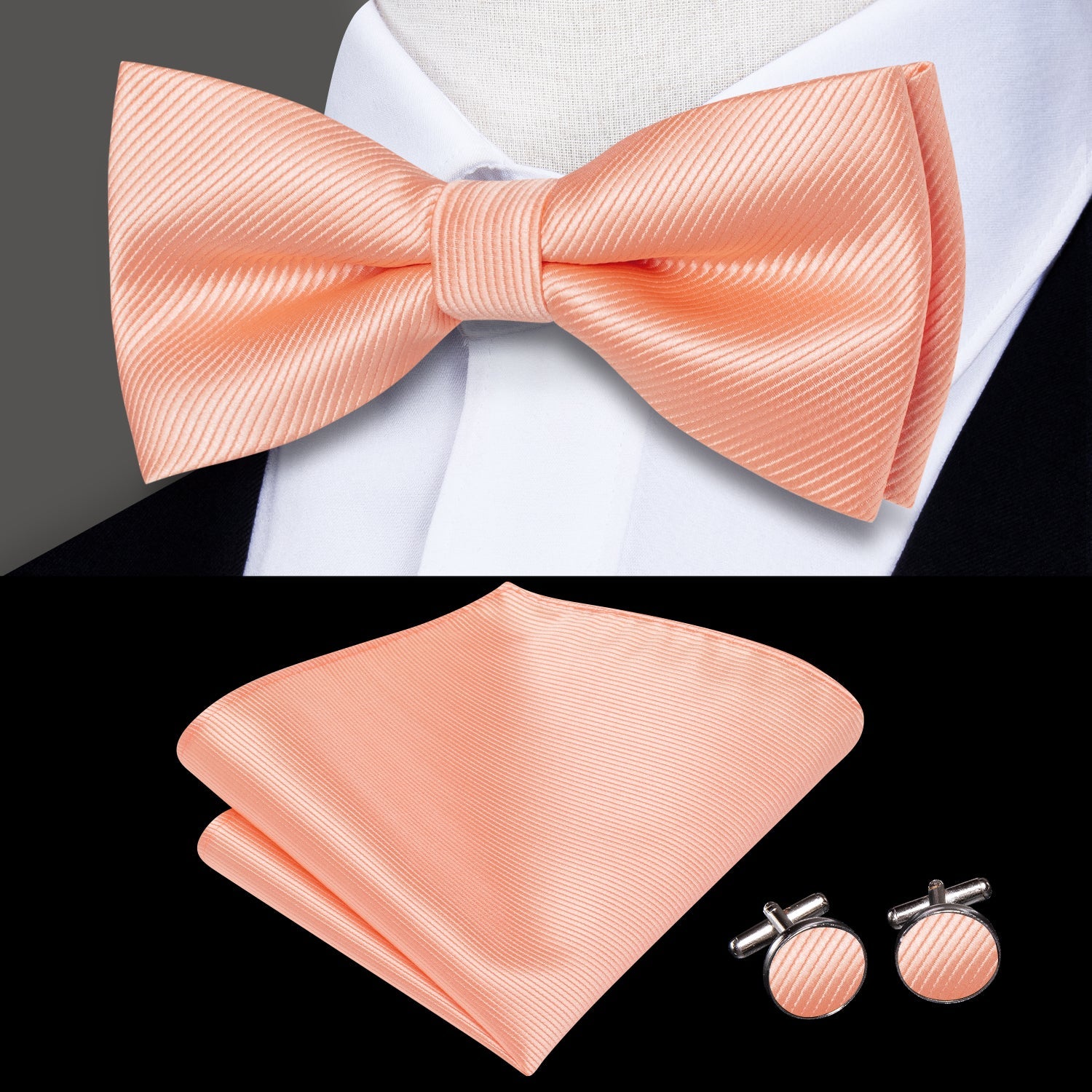 GentCrest Pink Solid Bowtie Set - Image 1