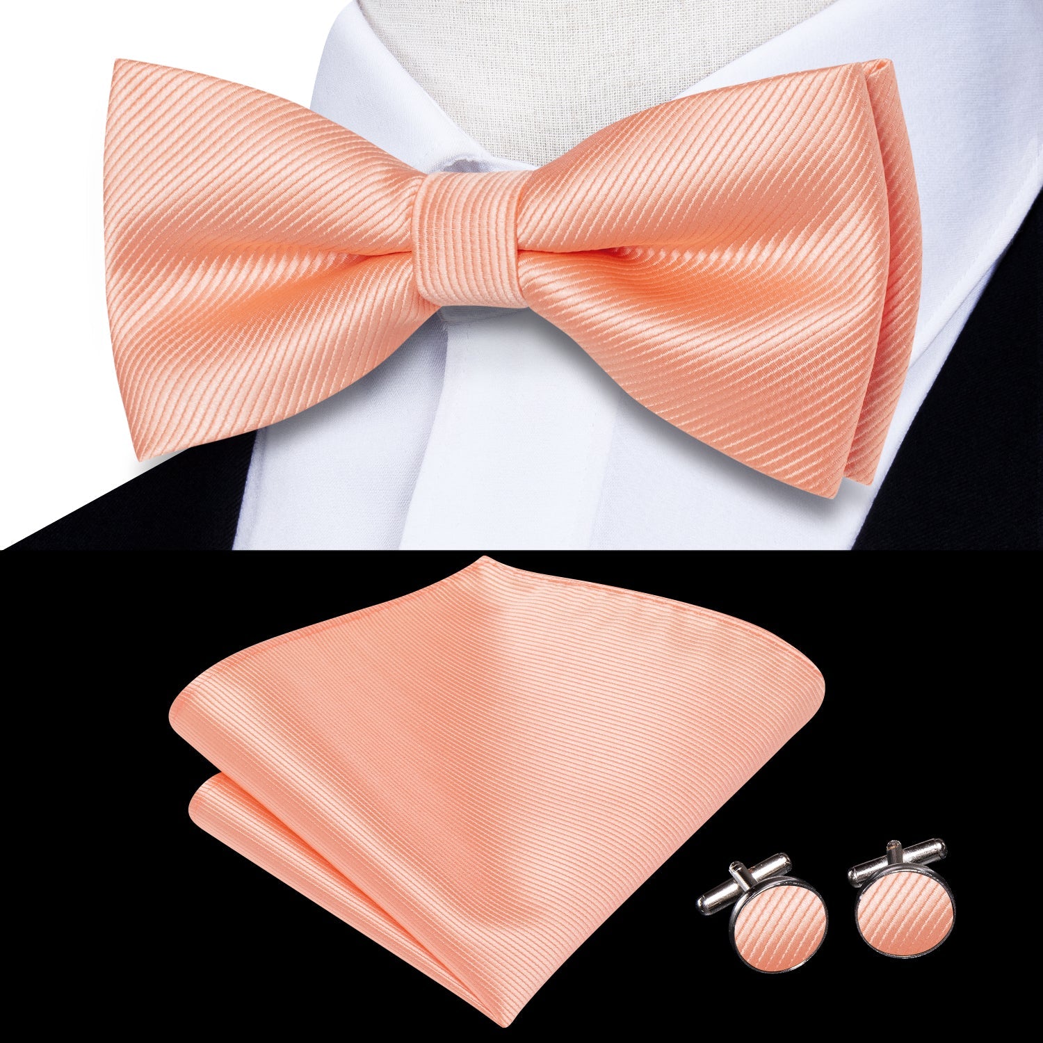 GentCrest Pink Solid Bowtie Set - Image 2