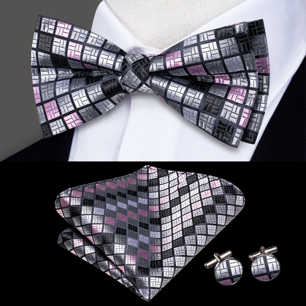GentCrest Pink Plaid Bowtie Set - Image 1