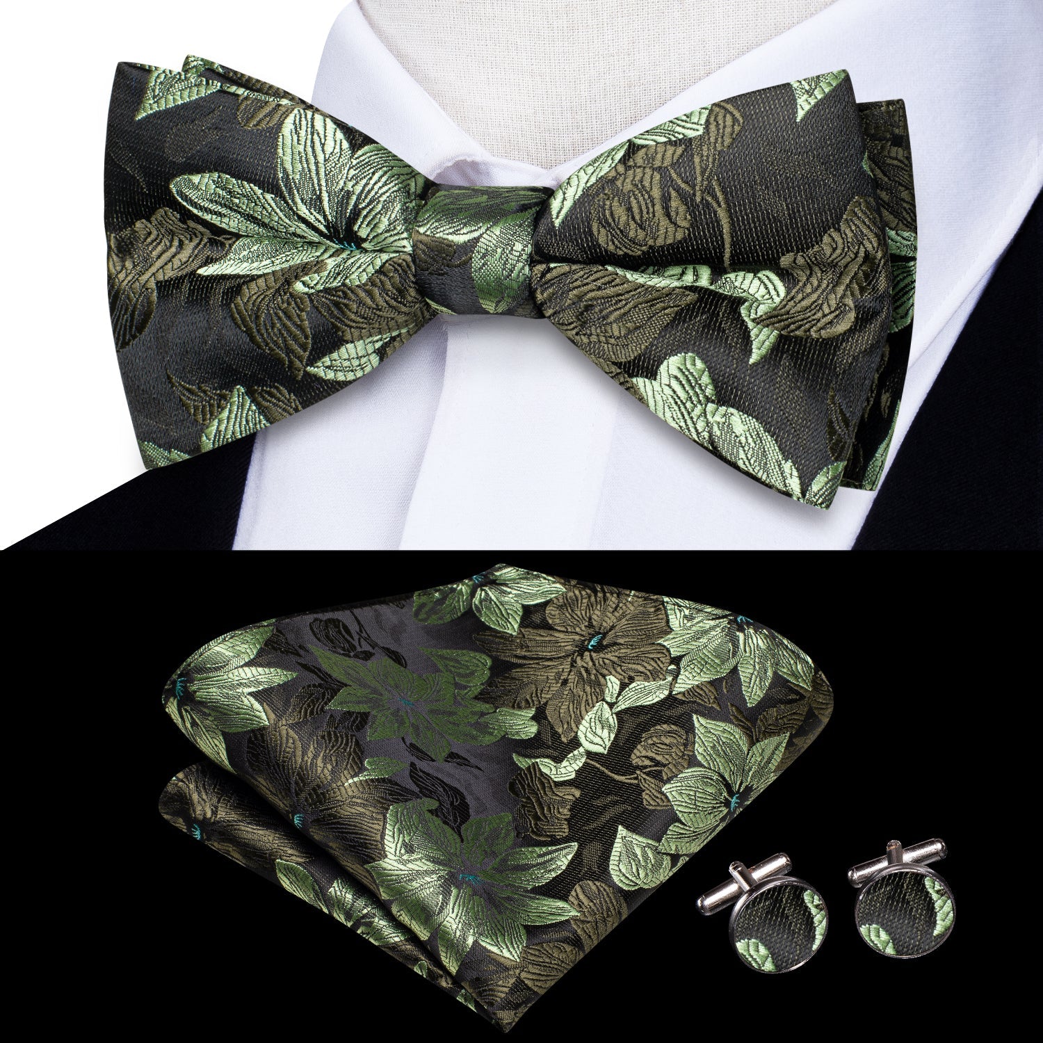GentCrest Green Floral Bowtie Set - Image 2