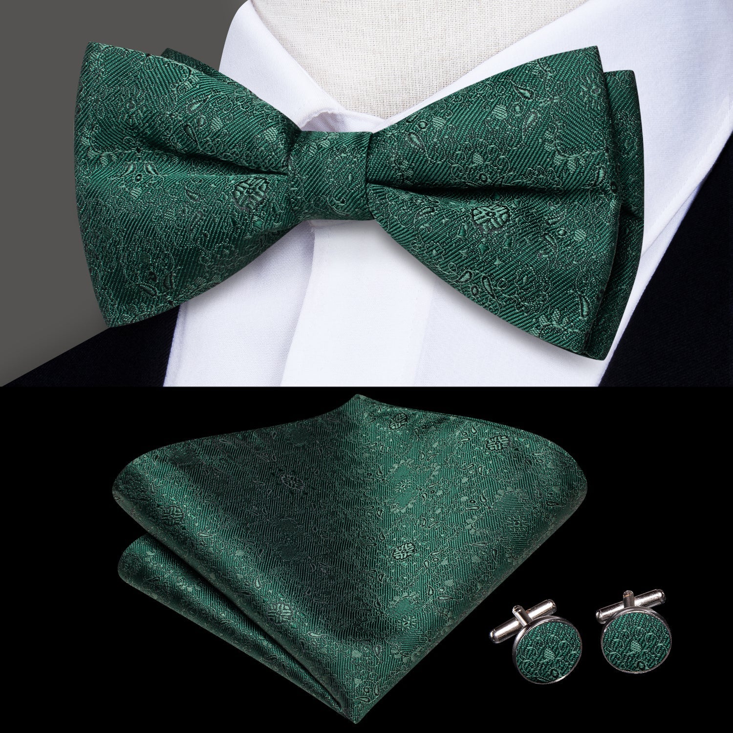GentCrest Green Floral Bowtie Set - Image 1