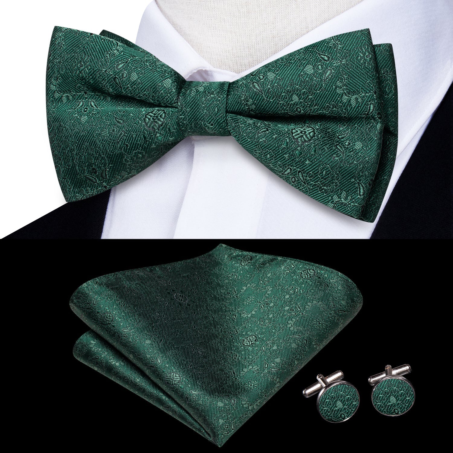 GentCrest Green Floral Bowtie Set - Image 2