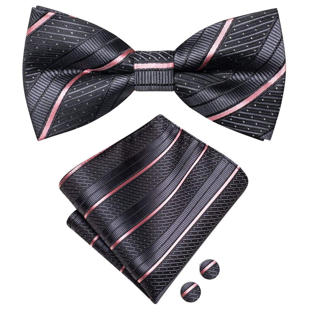 GentCrest Grey Striped Bowtie Set - Image 3