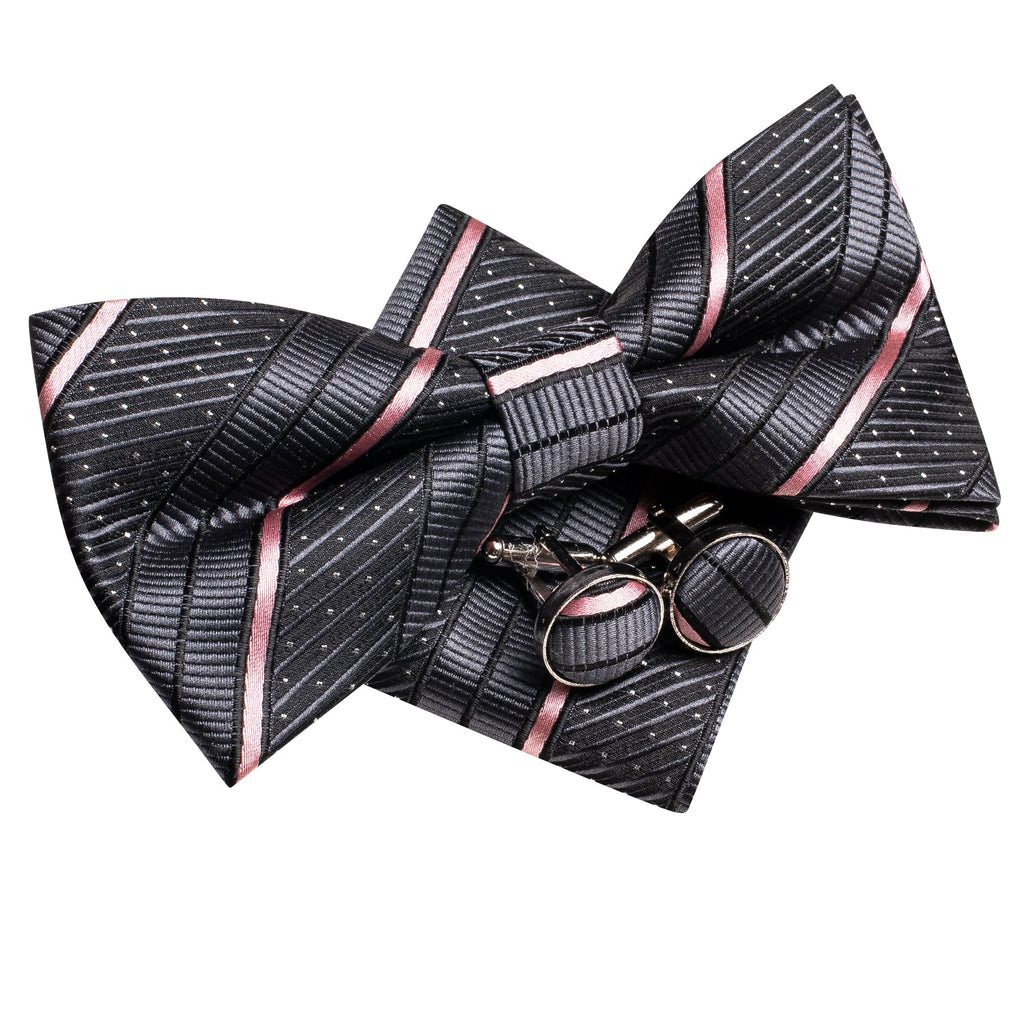 GentCrest Grey Striped Bowtie Set - Image 4
