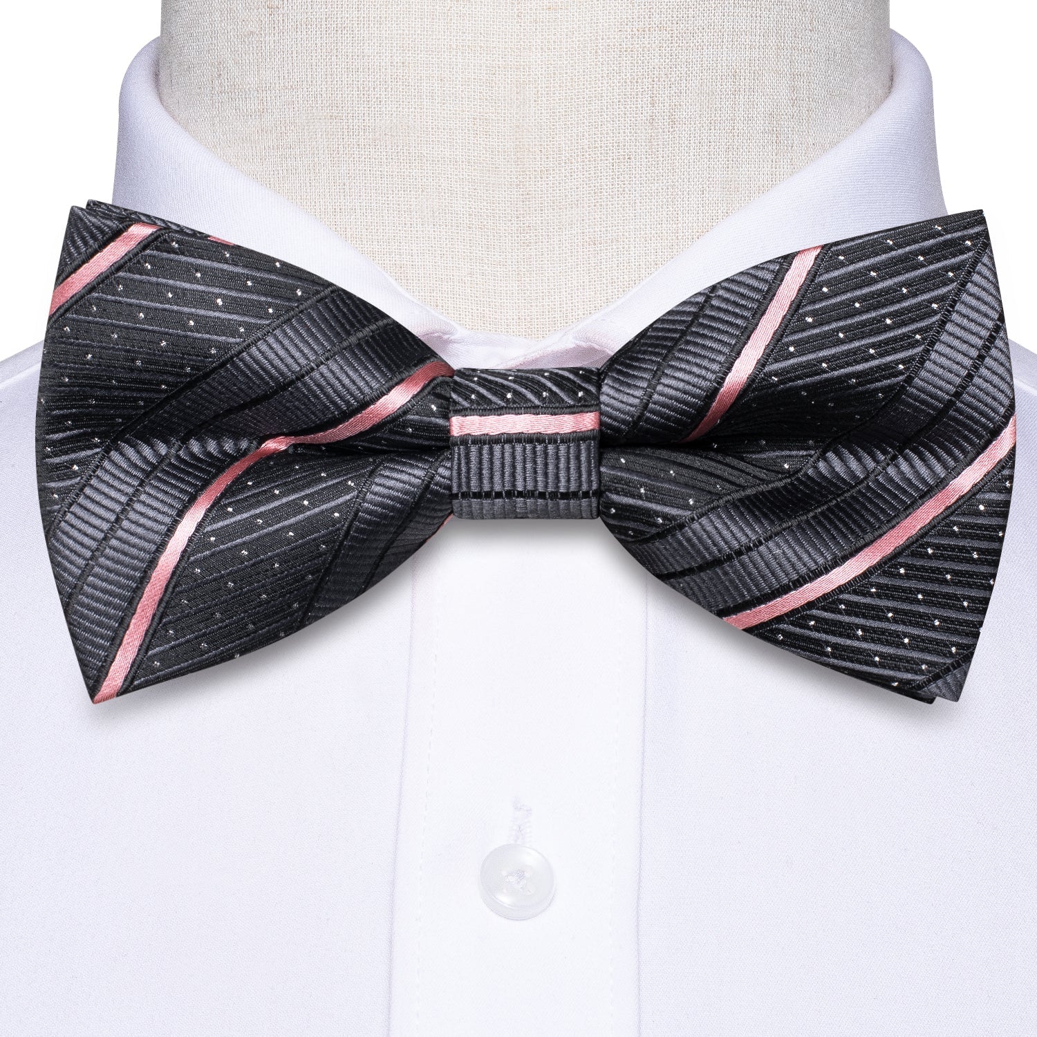 GentCrest Grey Striped Bowtie Set - Image 5