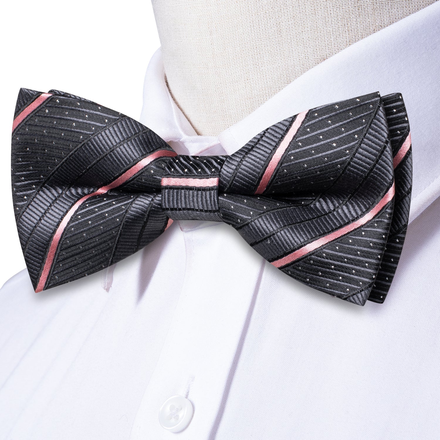 GentCrest Grey Striped Bowtie Set - Image 6