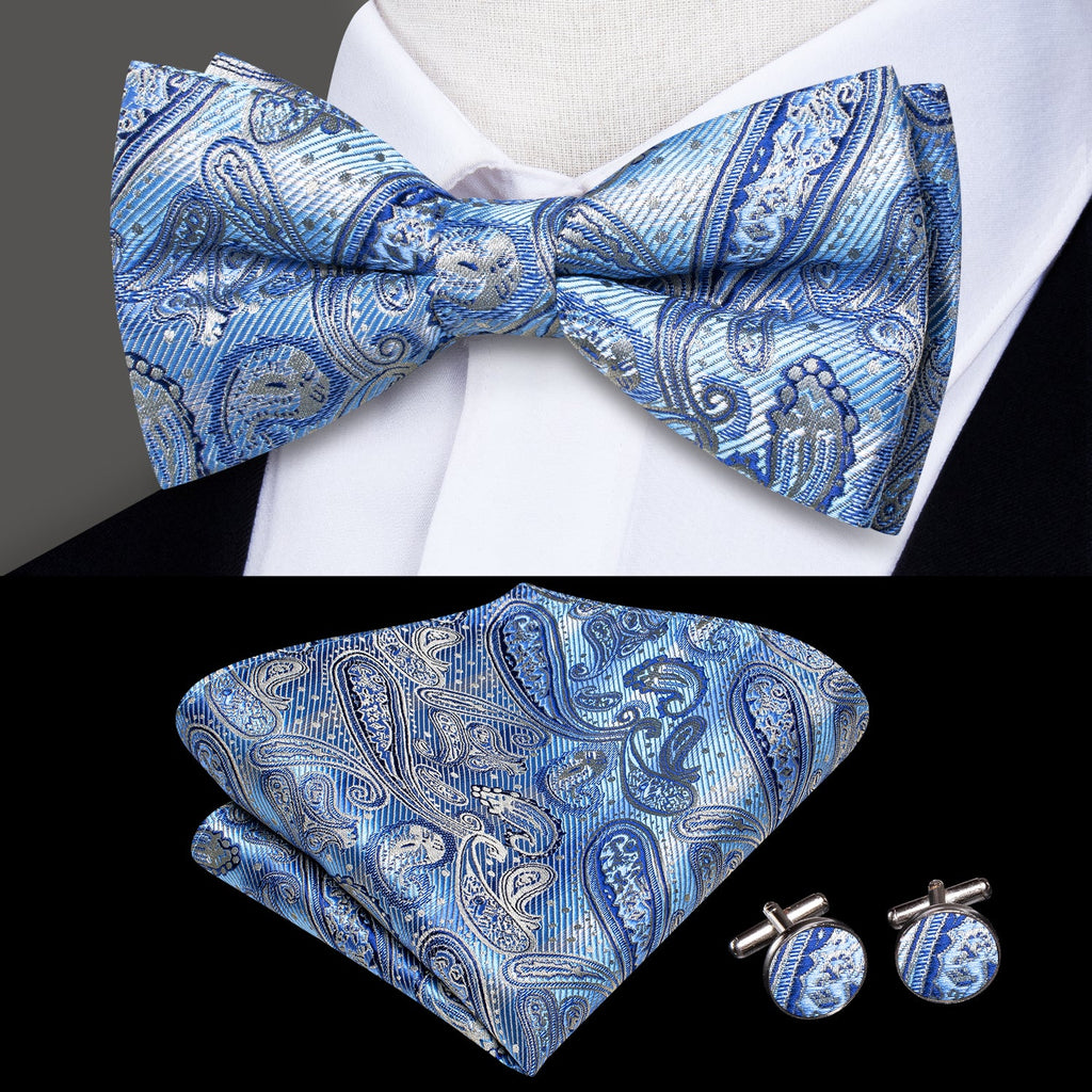 GentCrest Blue Paisley Bowtie Set - Image 1