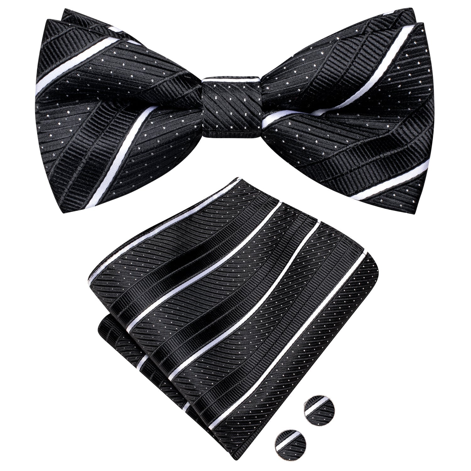 GentCrest Black Striped Bowtie Set - Image 4