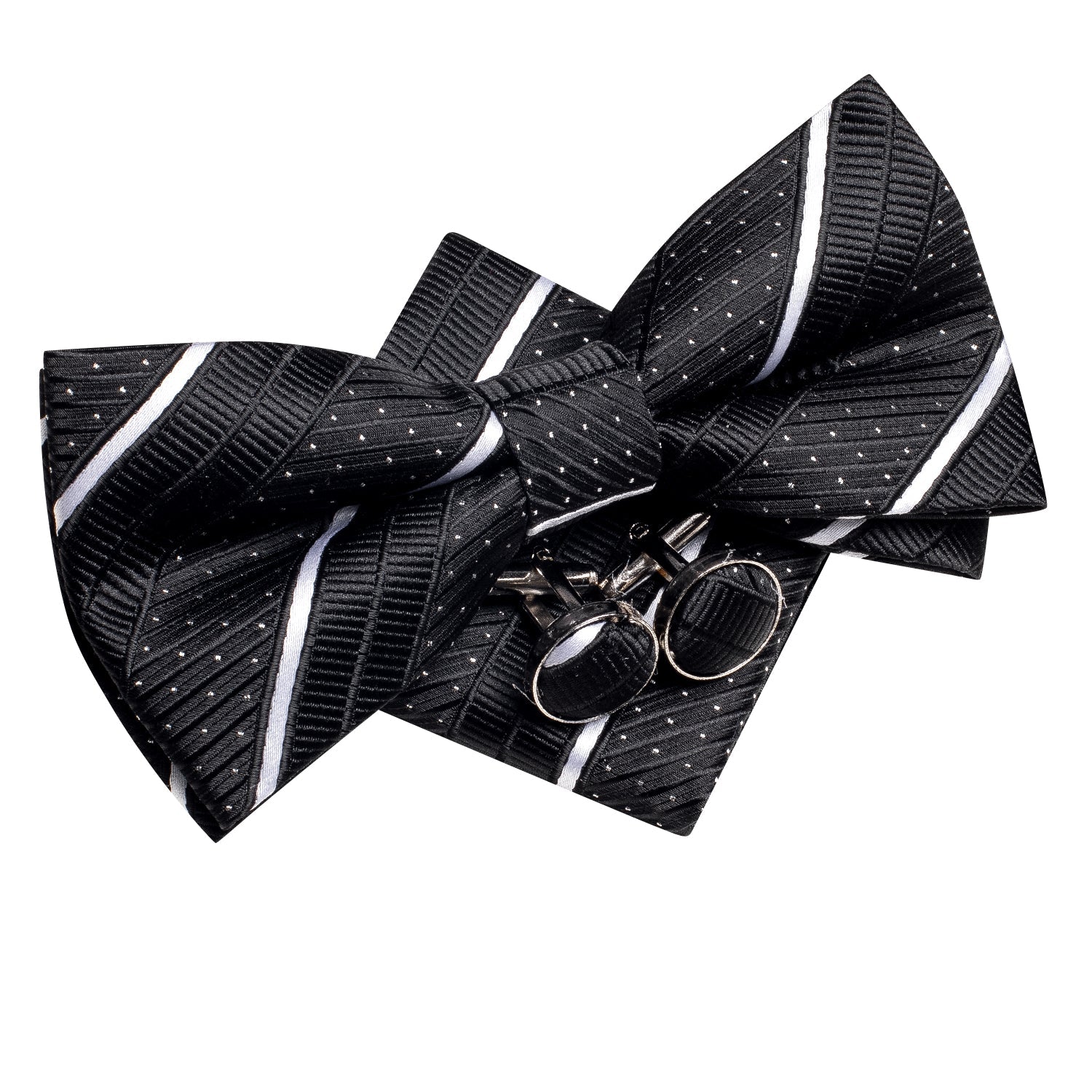 GentCrest Black Striped Bowtie Set - Image 3