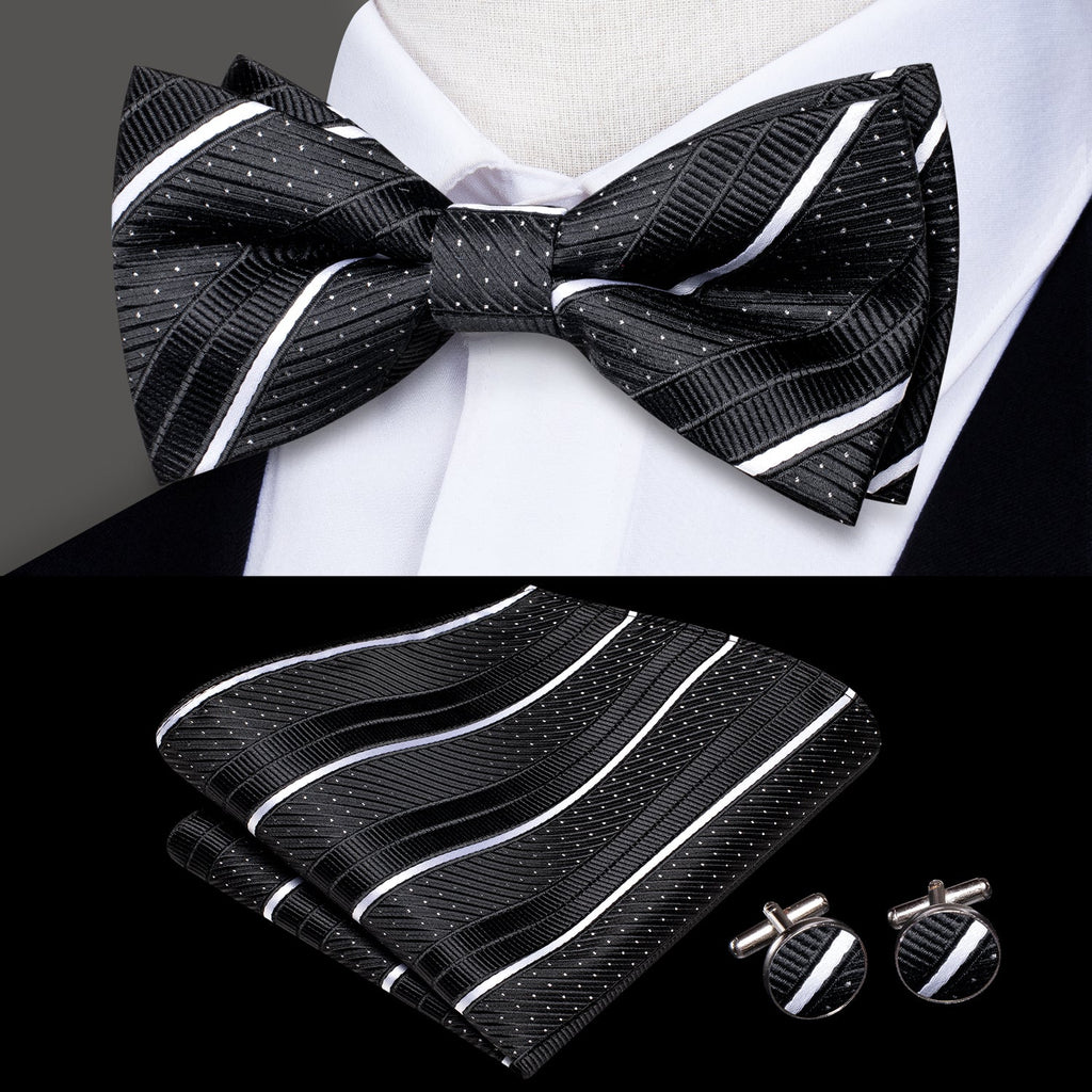 GentCrest Black Striped Bowtie Set - Image 1