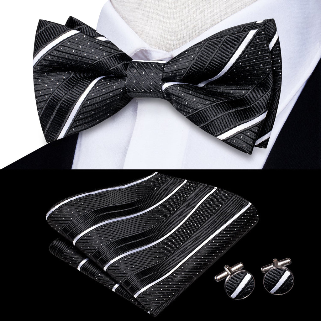 GentCrest Black Striped Bowtie Set - Image 2