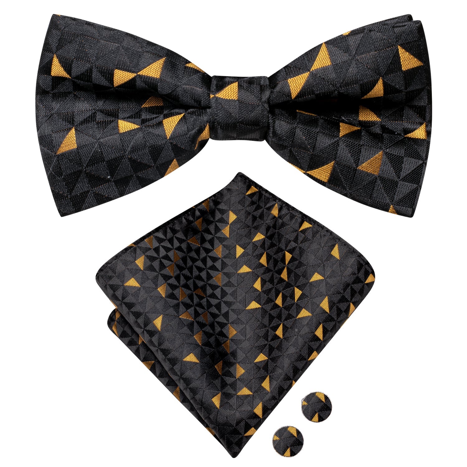 GentCrest Black Geometric Bowtie Set - Image 2