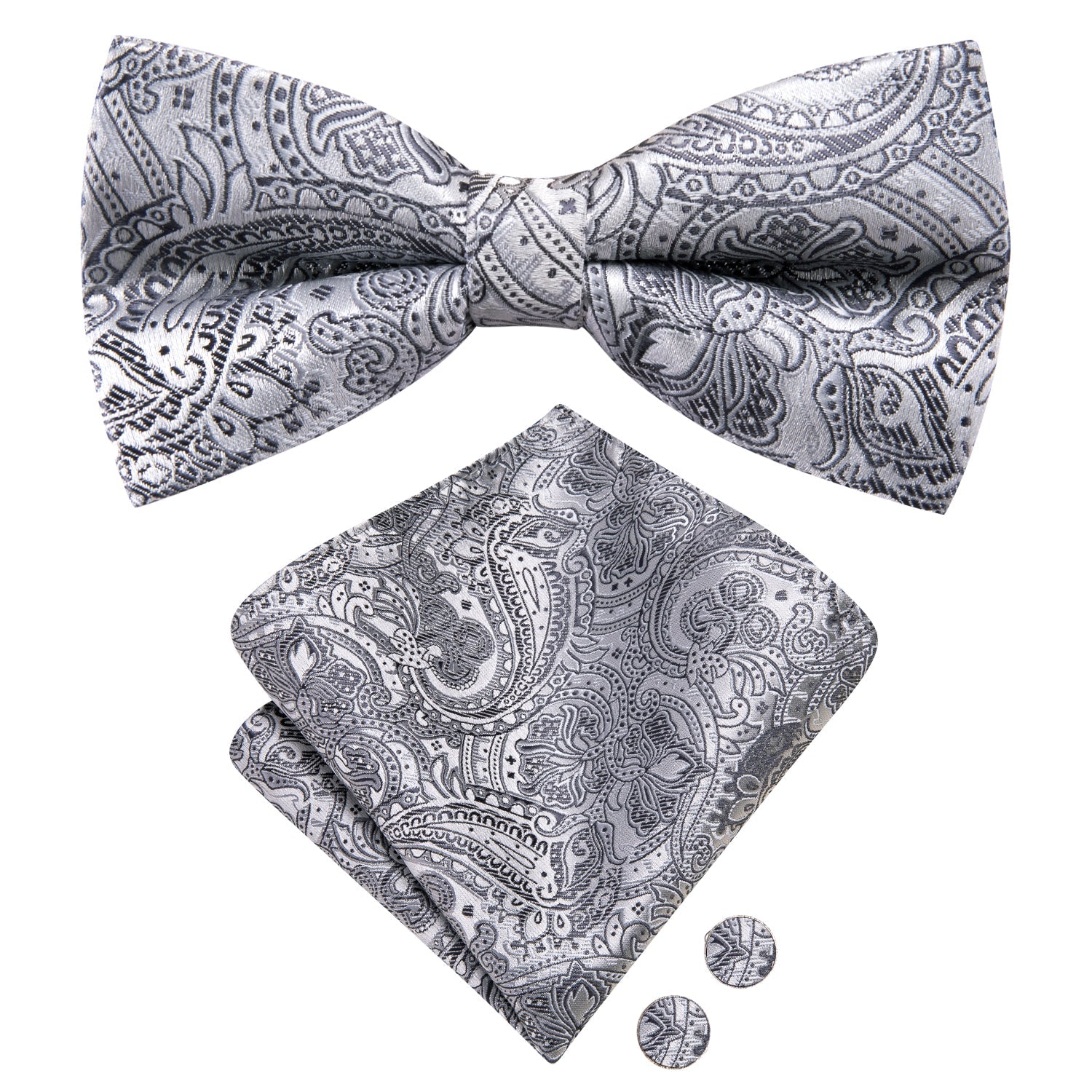GentCrest Grey Paisley Bowtie Set - Image 2