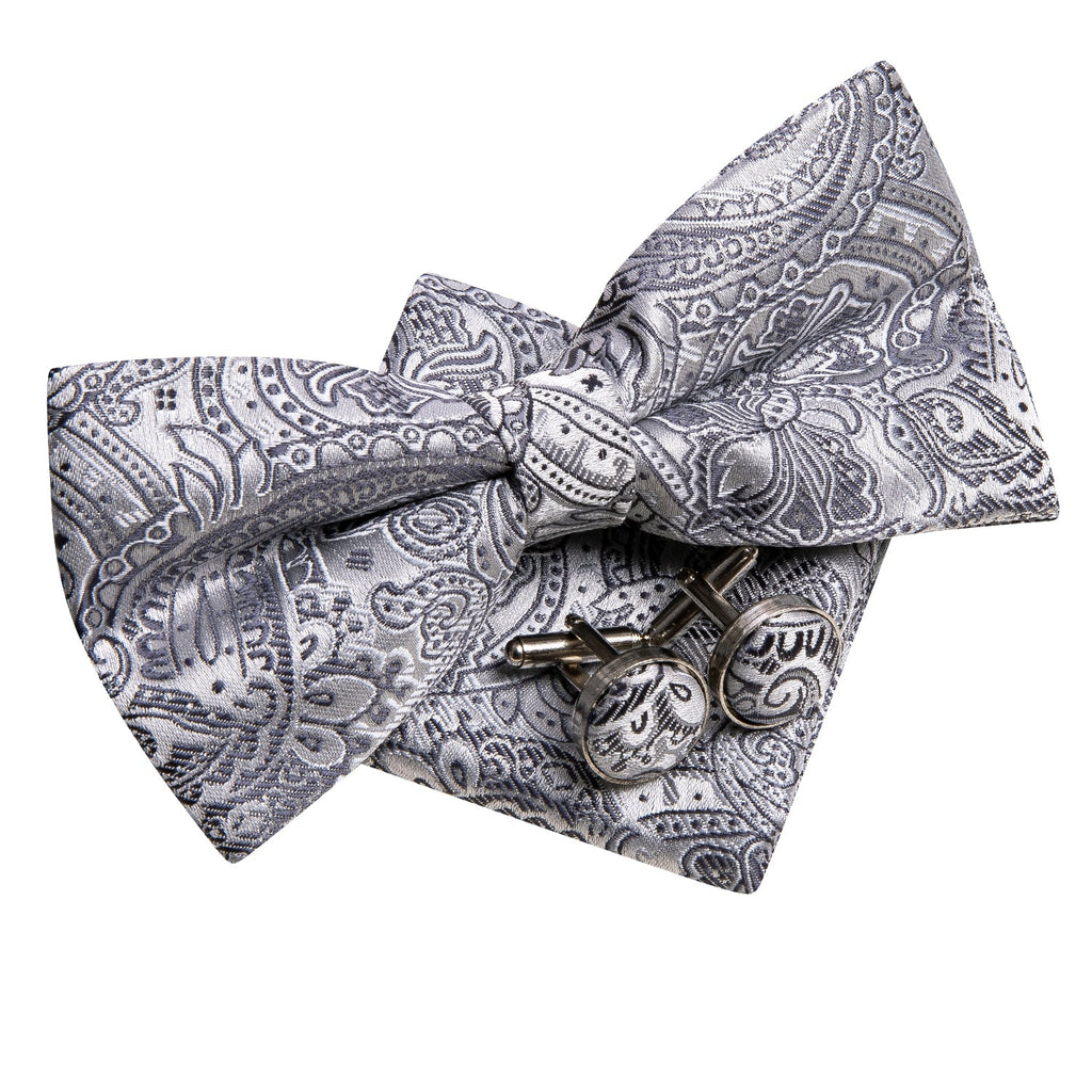 GentCrest Grey Paisley Bowtie Set - Image 3