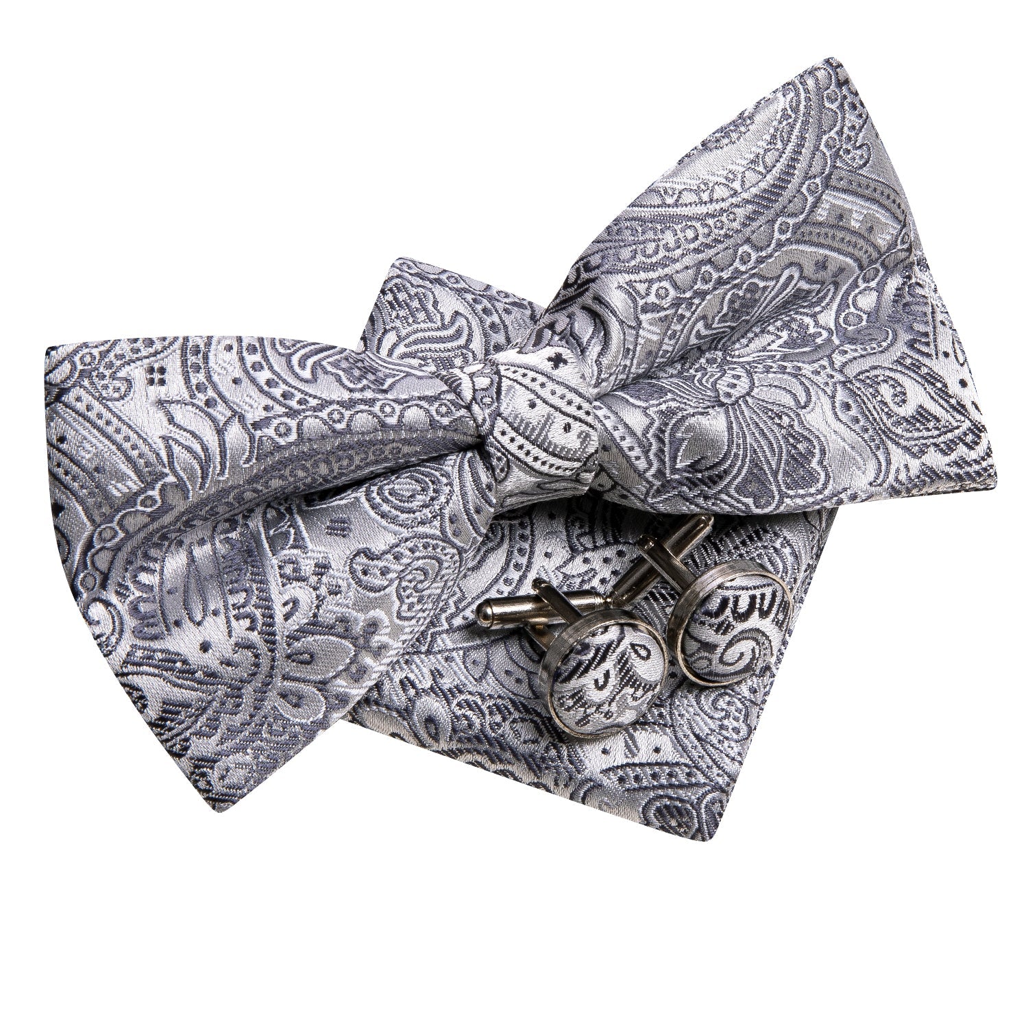 GentCrest Grey Paisley Bowtie Set - Image 3