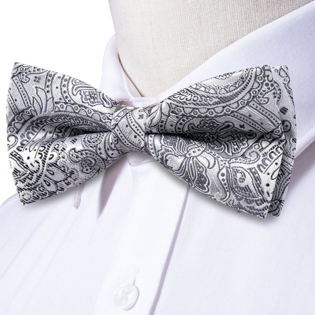 GentCrest Grey Paisley Bowtie Set - Image 4
