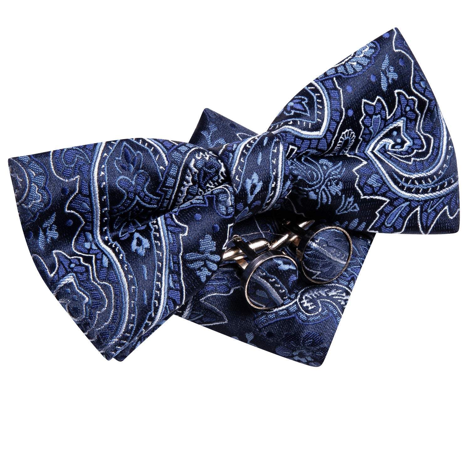 GentCrest Blue Paisley Bowtie Set - Image 4