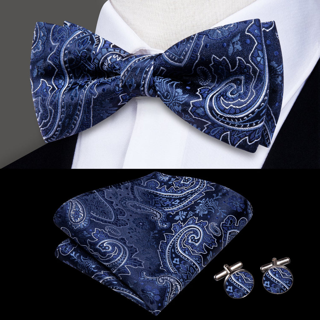 GentCrest Blue Paisley Bowtie Set - Image 1