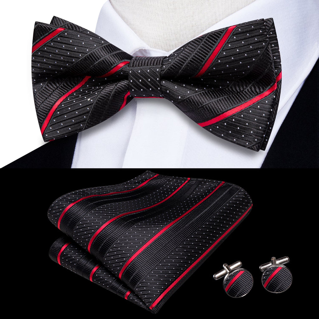 GentCrest Black Striped Bowtie Set - Image 1