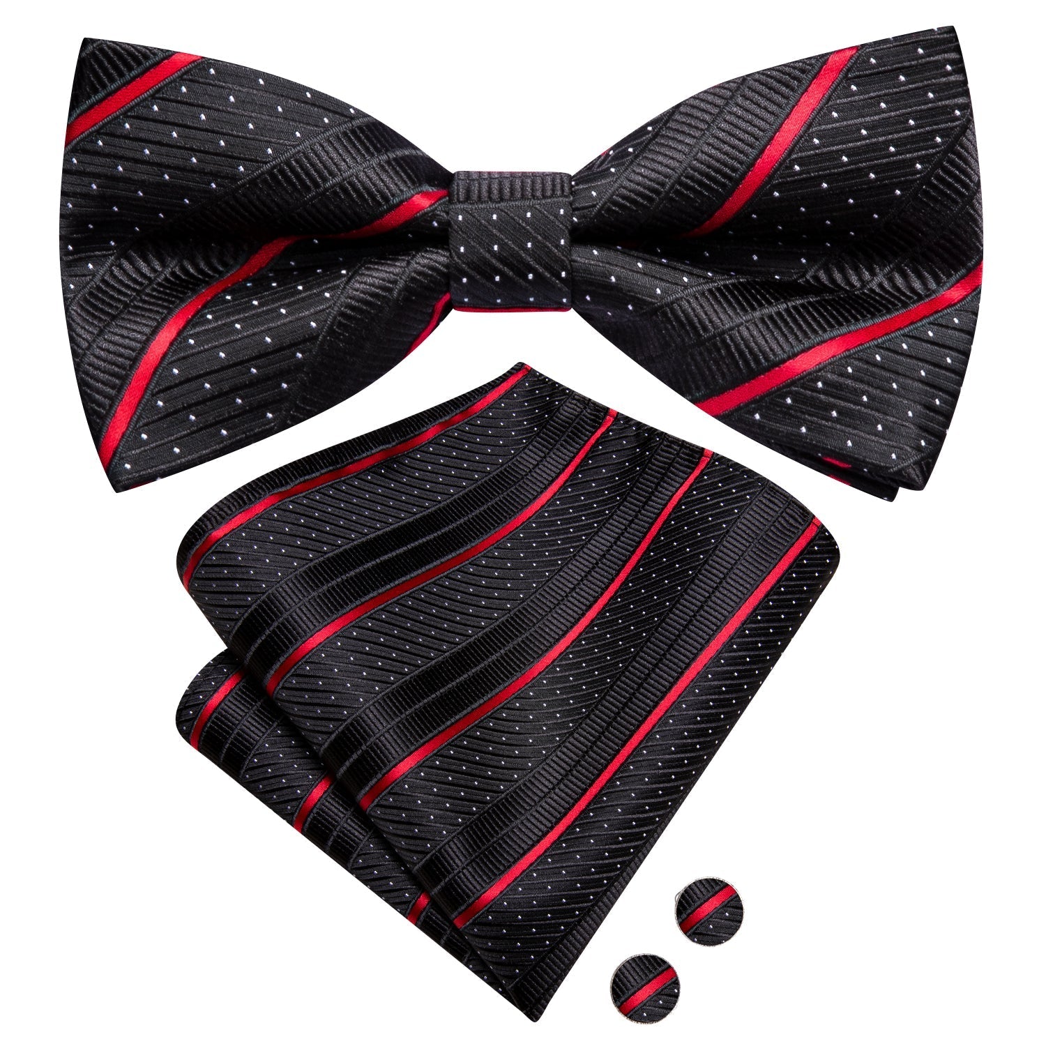 GentCrest Black Striped Bowtie Set - Image 4