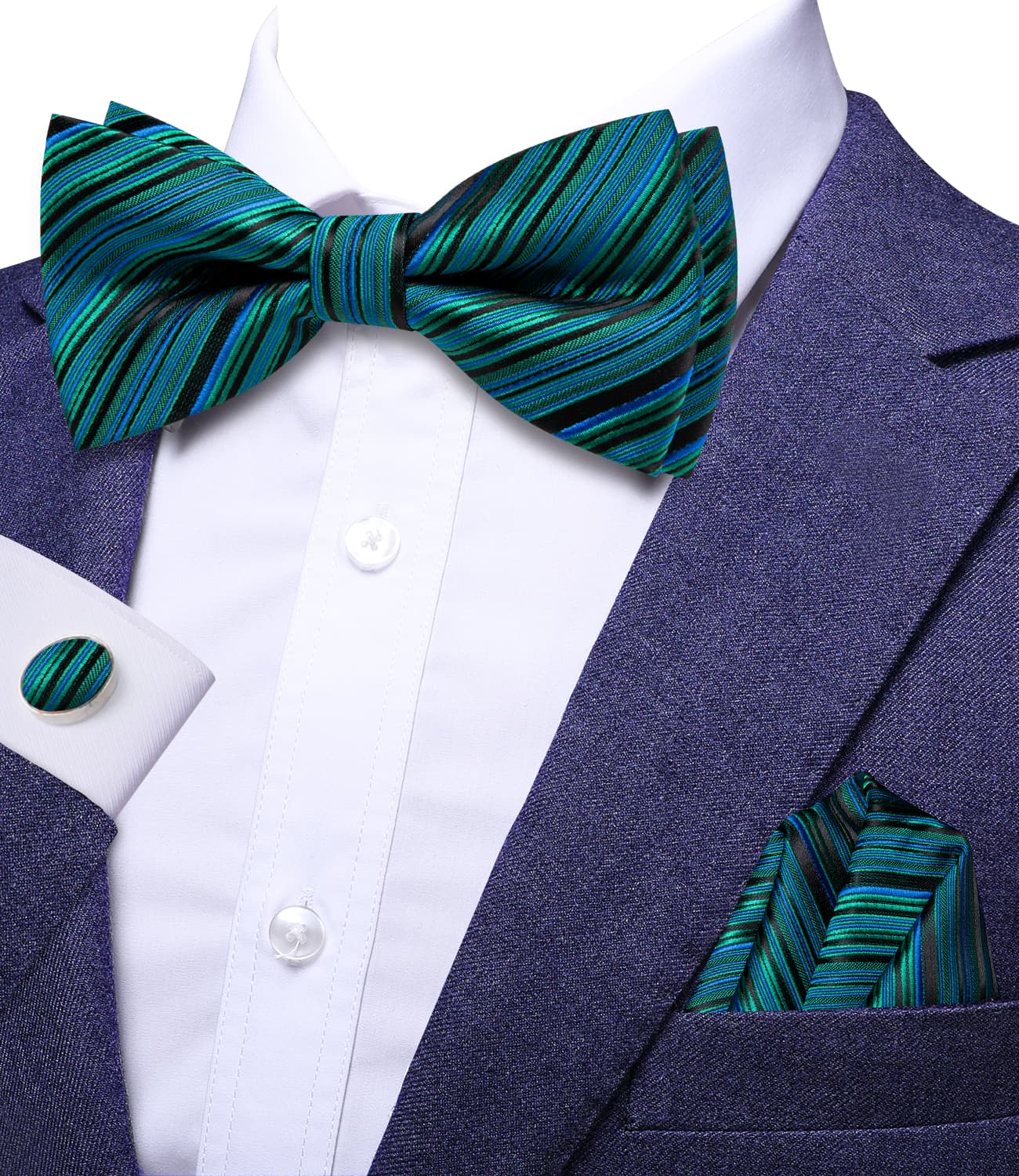 GentCrest Blue Striped Bowtie Set - Image 2