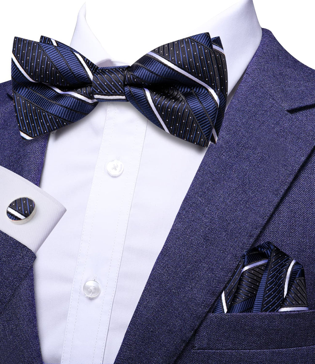 GentCrest Blue Striped Bowtie Set - Image 2