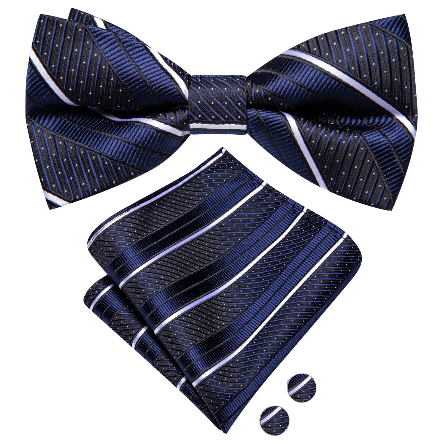 GentCrest Blue Striped Bowtie Set - Image 4