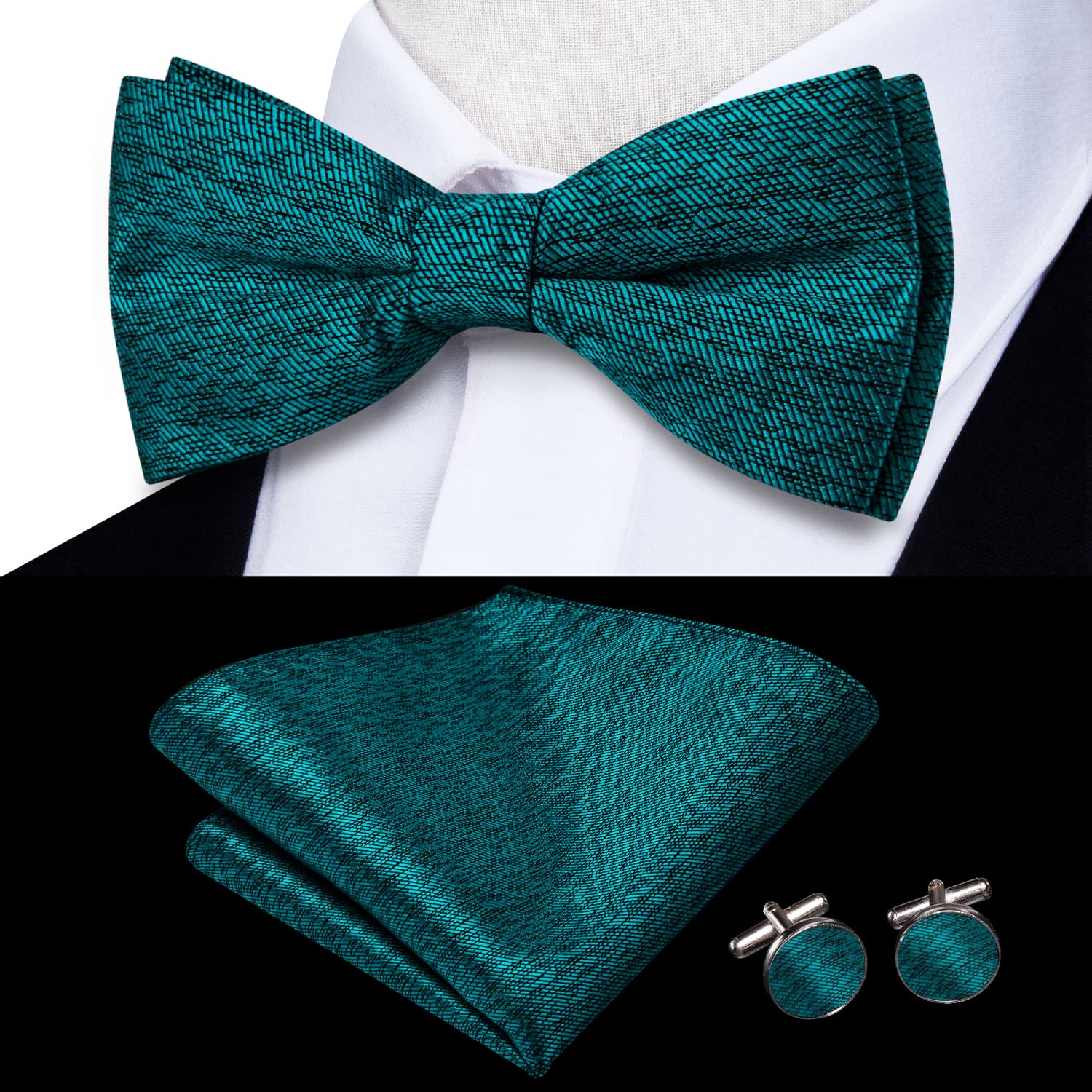 GentCrest Blue Textured Bowtie Set - Image 1