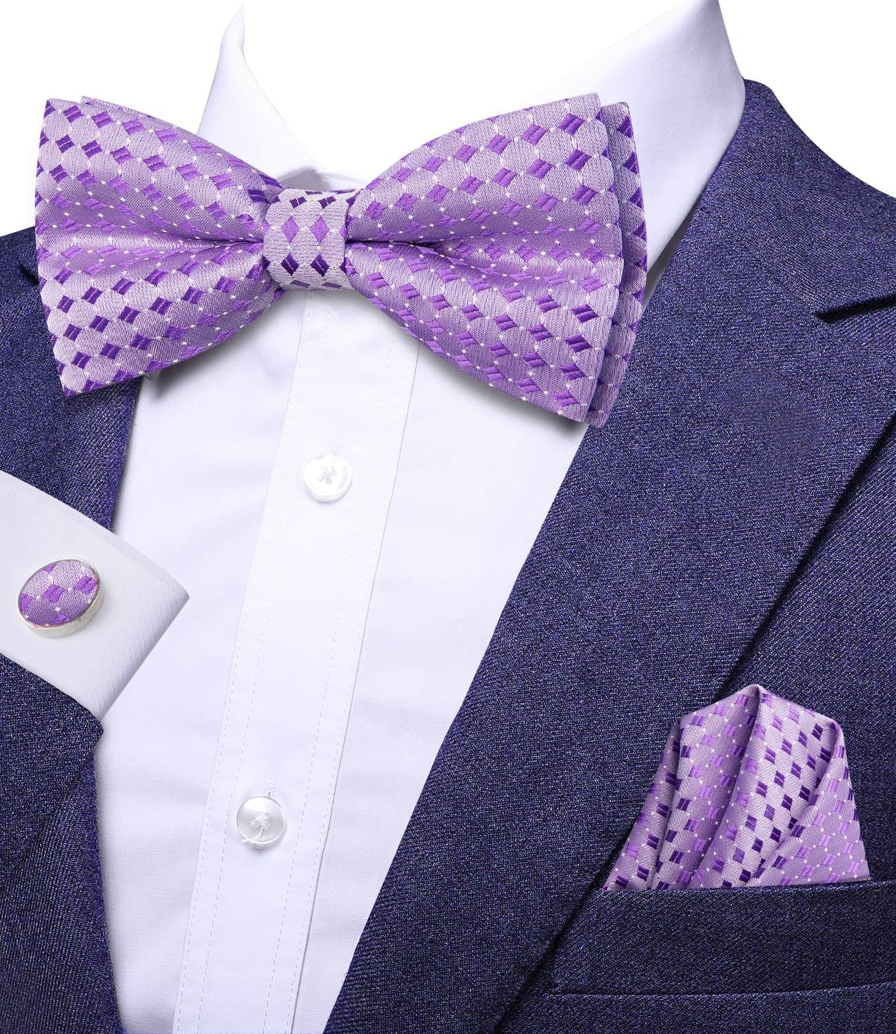 GentCrest Purple Plaid Bowtie Set - Image 2