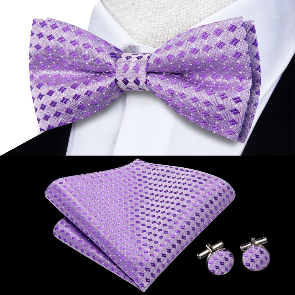 GentCrest Purple Plaid Bowtie Set - Image 1
