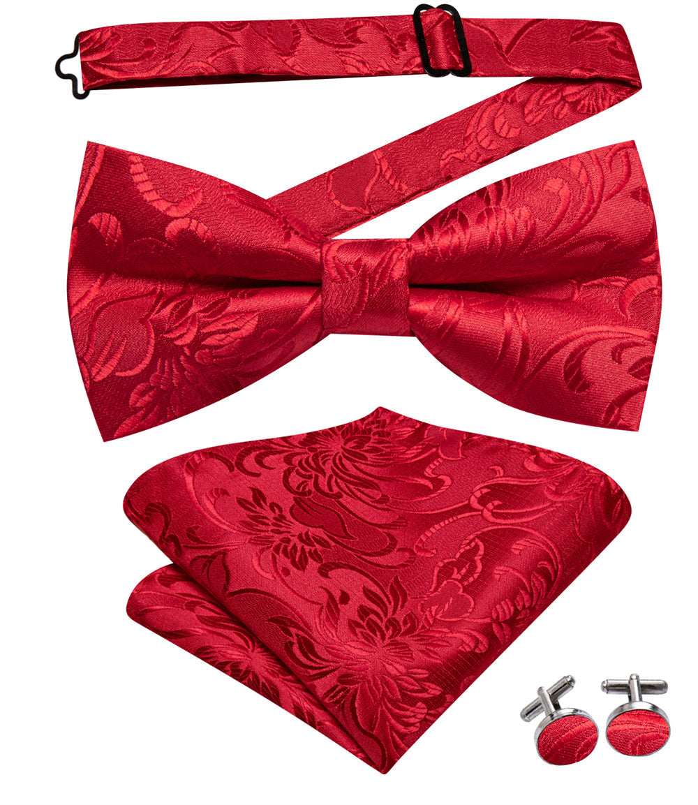 GentCrest Red Floral Bowtie Set - Image 4