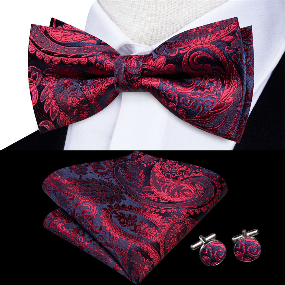 GentCrest Black Paisley Bowtie Set - Image 1