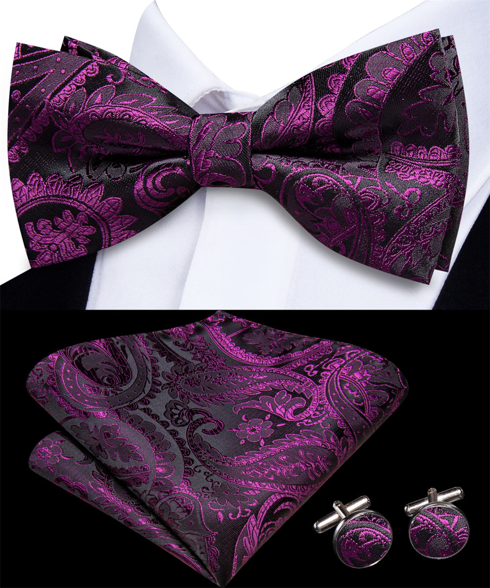 GentCrest Black Paisley Bowtie Set - Image 2