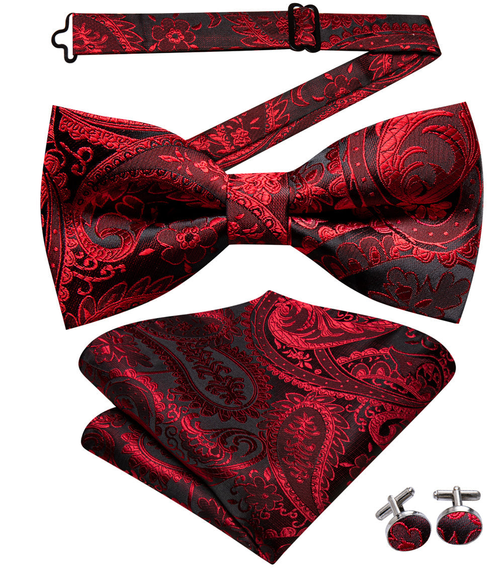 GentCrest Black Paisley Bowtie Set - Image 4