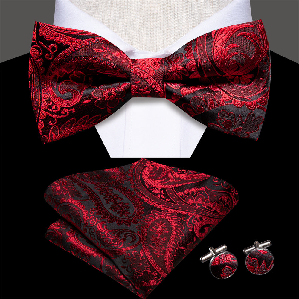 GentCrest Black Paisley Bowtie Set - Image 1