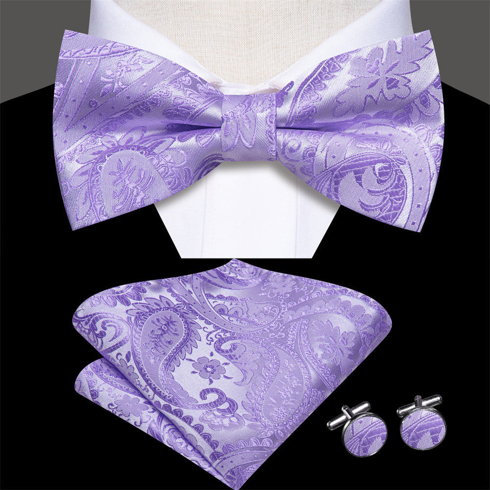 GentCrest Purple Paisley Bowtie Set - Image 1