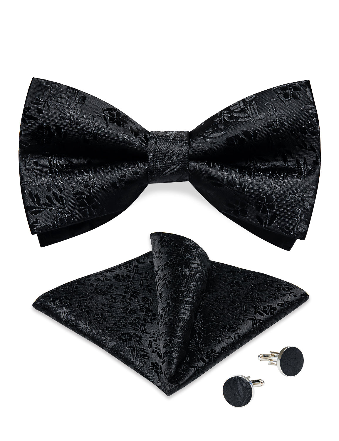 GentCrest Black Floral Bowtie Set - Image 2